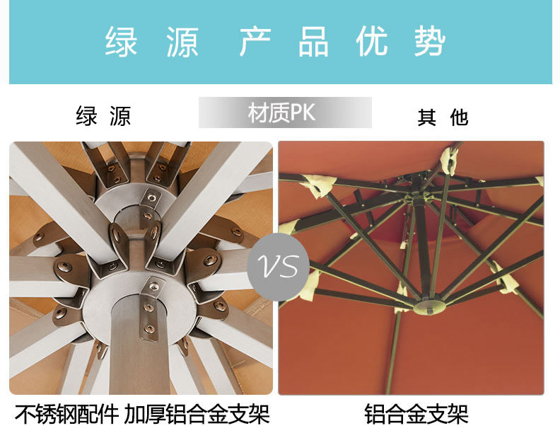 Outdoor umbrella construction diagram