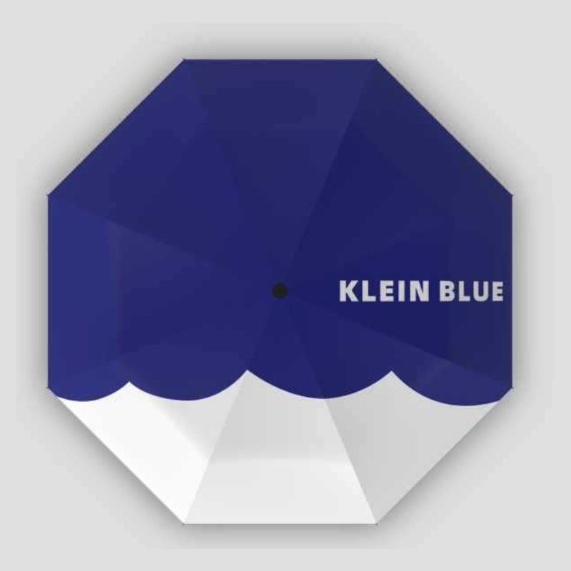 blue and white umbrella