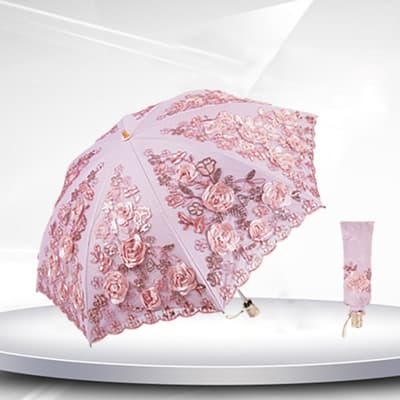 Lace Embroidered Sun Umbrella