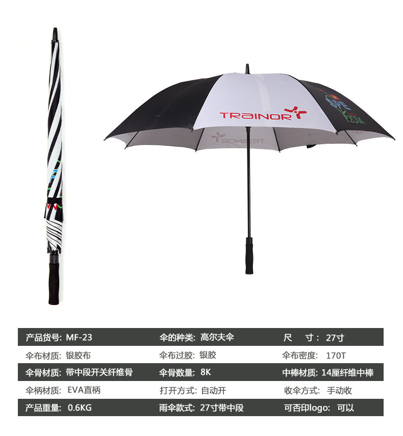 Parameter chart for straight umbrella