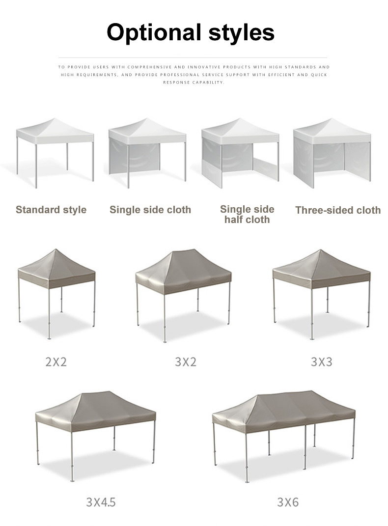 Outdoor tent custom size chart