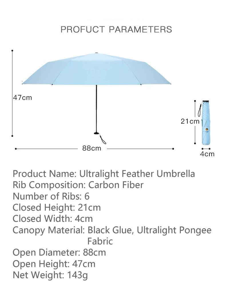 6 rib 3 fold umbrella
