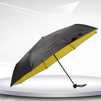 Black Coated Three Folding Umbrella