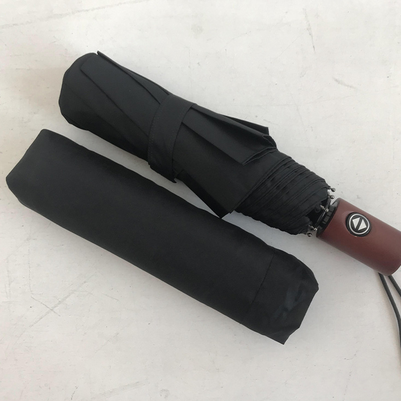 Wooden handle automatic umbrella