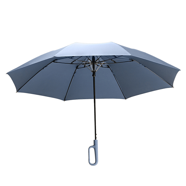 Two folding umbrellas with o-shaped handle